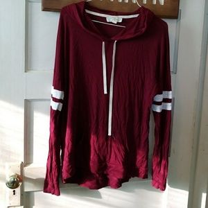 Burgundy varsity striped hoodie